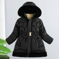 thumbnail image 6 of WhouRiu Big Girls' Winter Coat Warm Thickened Trim Hooded Long Coat Kids Thermal Windproof Puffer Coats Black,Sized 9-10, 6 of 8