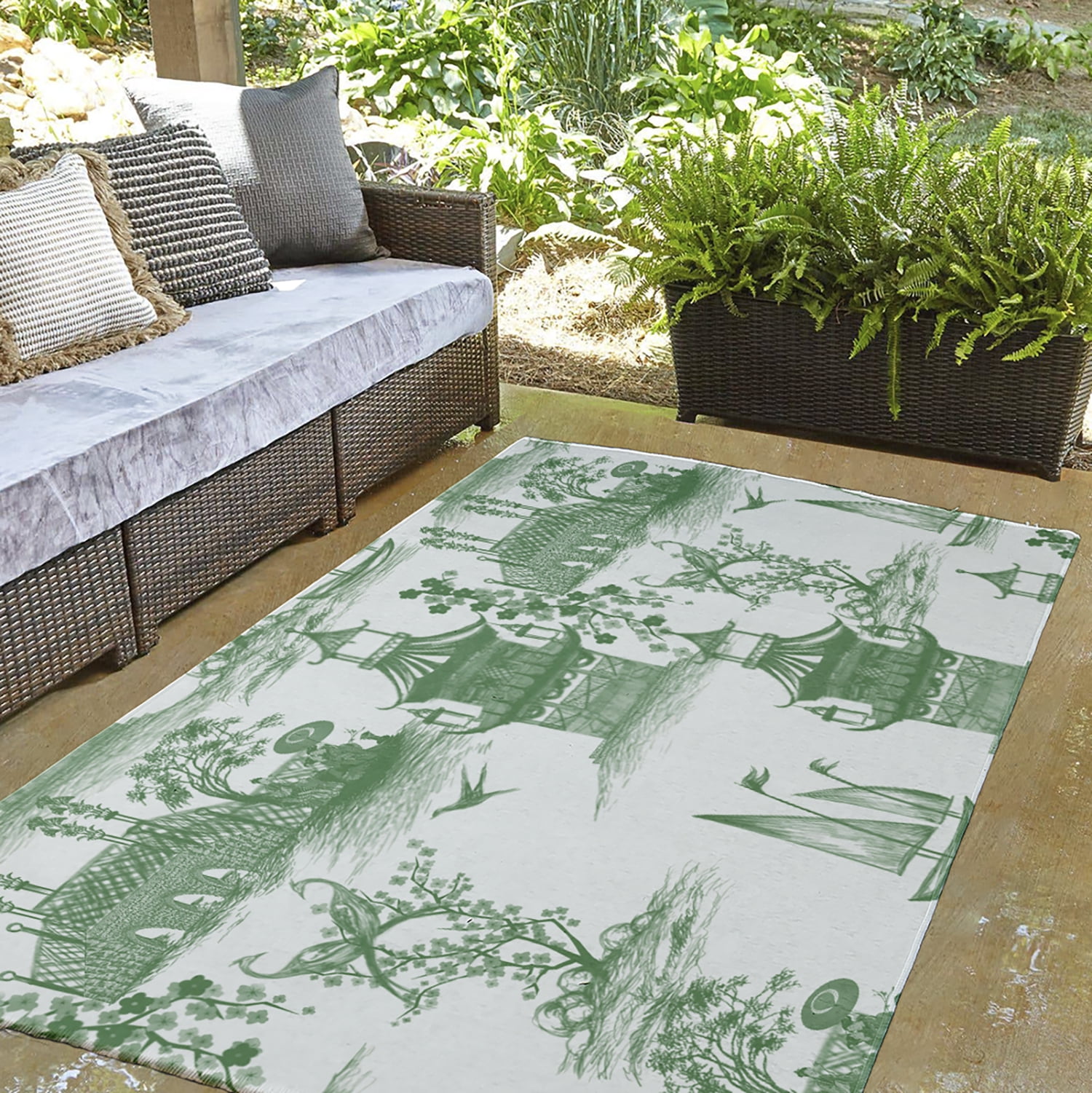 3' x 5' Simply Daisy China Old Oriental Chenille Area Rug, Green