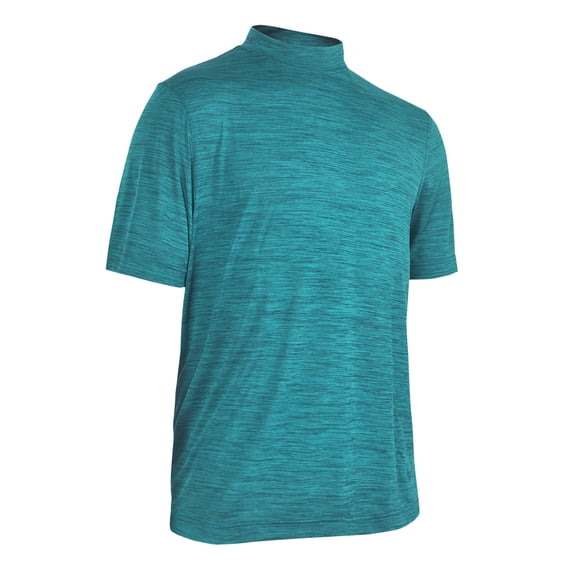 Monterey Club Men's Melange Jersey Performance Mock Shirt #1029 (Algiers Blue, Small)