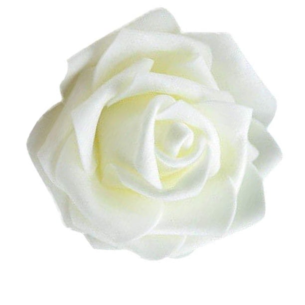 Paquete de 50 flores biónicas artificiales, rosas de simulación de espuma PE, decoraciones de flores falsas, regalos de compromiso para bodas y Kits de decoración para fiestas Blanco crema Bewildely JJ18310-07