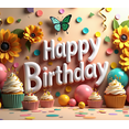 thumbnail image 4 of LUUFILx Happy Birthday Banner with Pink Floral and Origami Elements Party Backdrop Background Decors for Birthday Party Photography Props, 4 of 8
