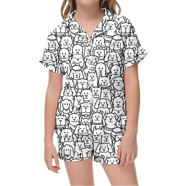 MIASHUI Ensemble de Pyjamas Colorables 2 Pcs pour Enfants DIY Vêtements de Nuit Peints à la Main, Blanc, 8-9 Ans