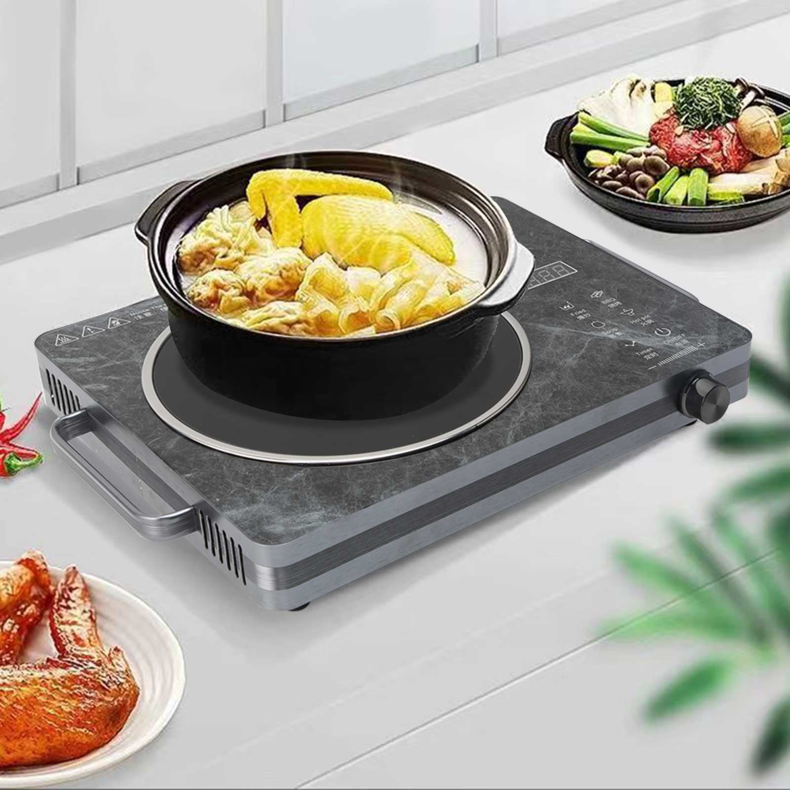 OhhGo Electric Ceramic Stove, 2200W Hot Plate Infrared Induction Cooker, Home Cooktop Cooking Furnace US 110V, Portable Cooker Cooktop Burner with 2 Handle, Black