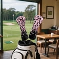 thumbnail image 3 of Uorisanigo Golf Club Covers Driver Headcover and Fairway Wood Head Covers Hybrid Headcovers, Lightweight PU Leather Pink Cherry Blossom Golf Club Head Cover with Soft Lining, Set of 3, 3 of 7