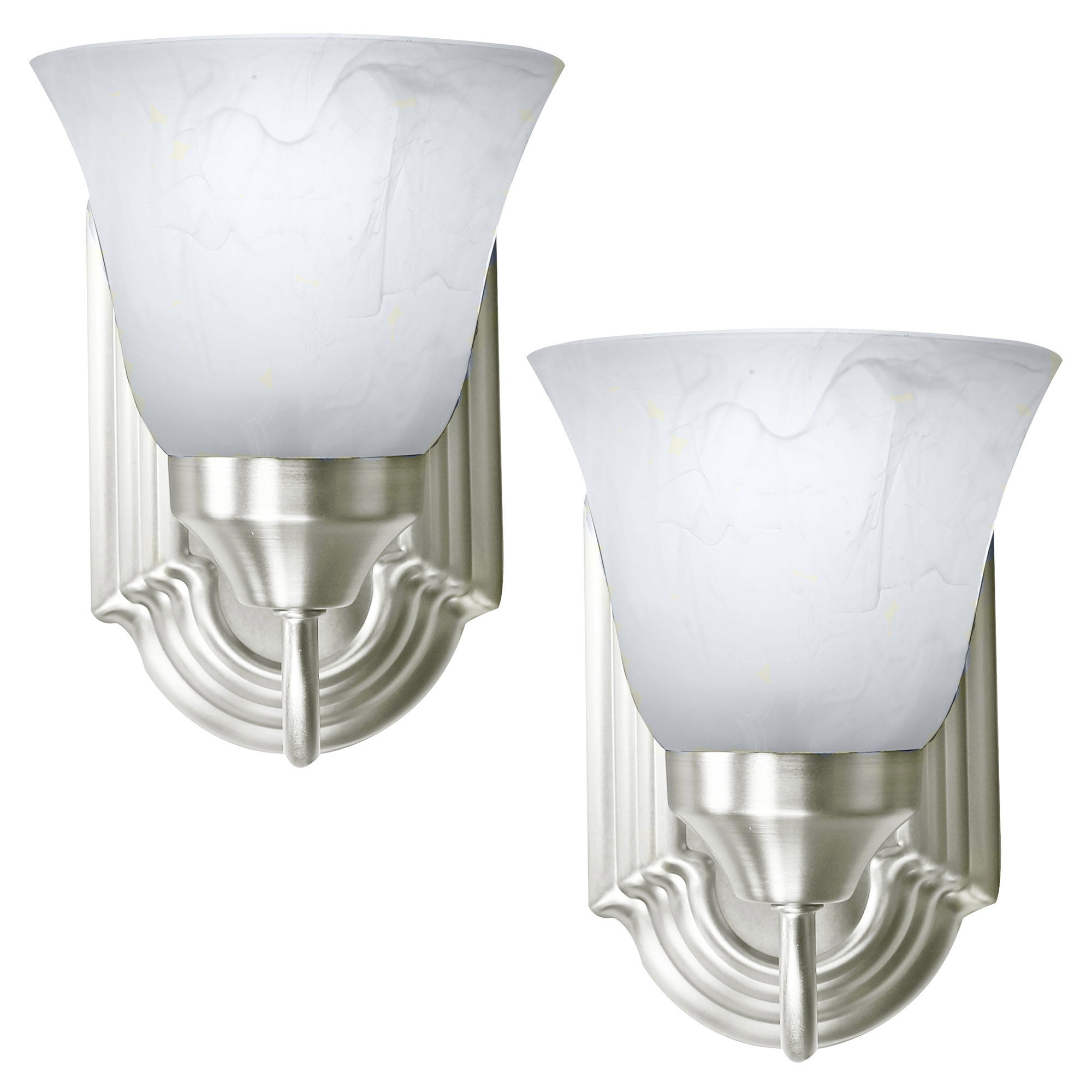 2 Pack Of Bennington Luna Wall Sconce Light Fixture Single Light Vanity Lights Brushed Nickel Walmart Com Walmart Com