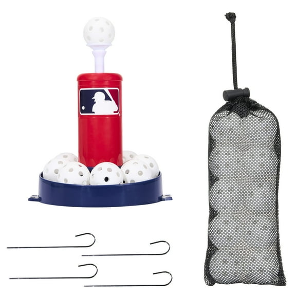 Franklin Sports MLB Micro Tee Trainer – Kids Baseball Batting Trainer with Pop-Up Pitching Machine, 10 Durable Balls, Drill Card & Bag