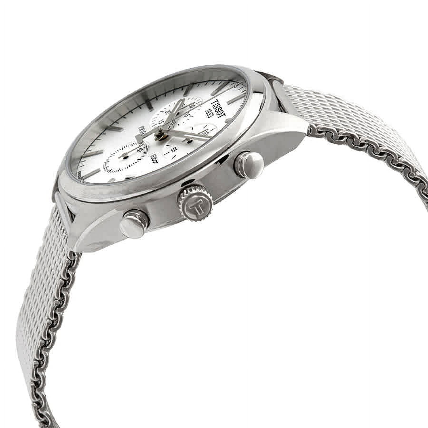 Tissot PR 100 Chronograph Silver Dial Mesh Bracelet Men s Watch T1014171103102