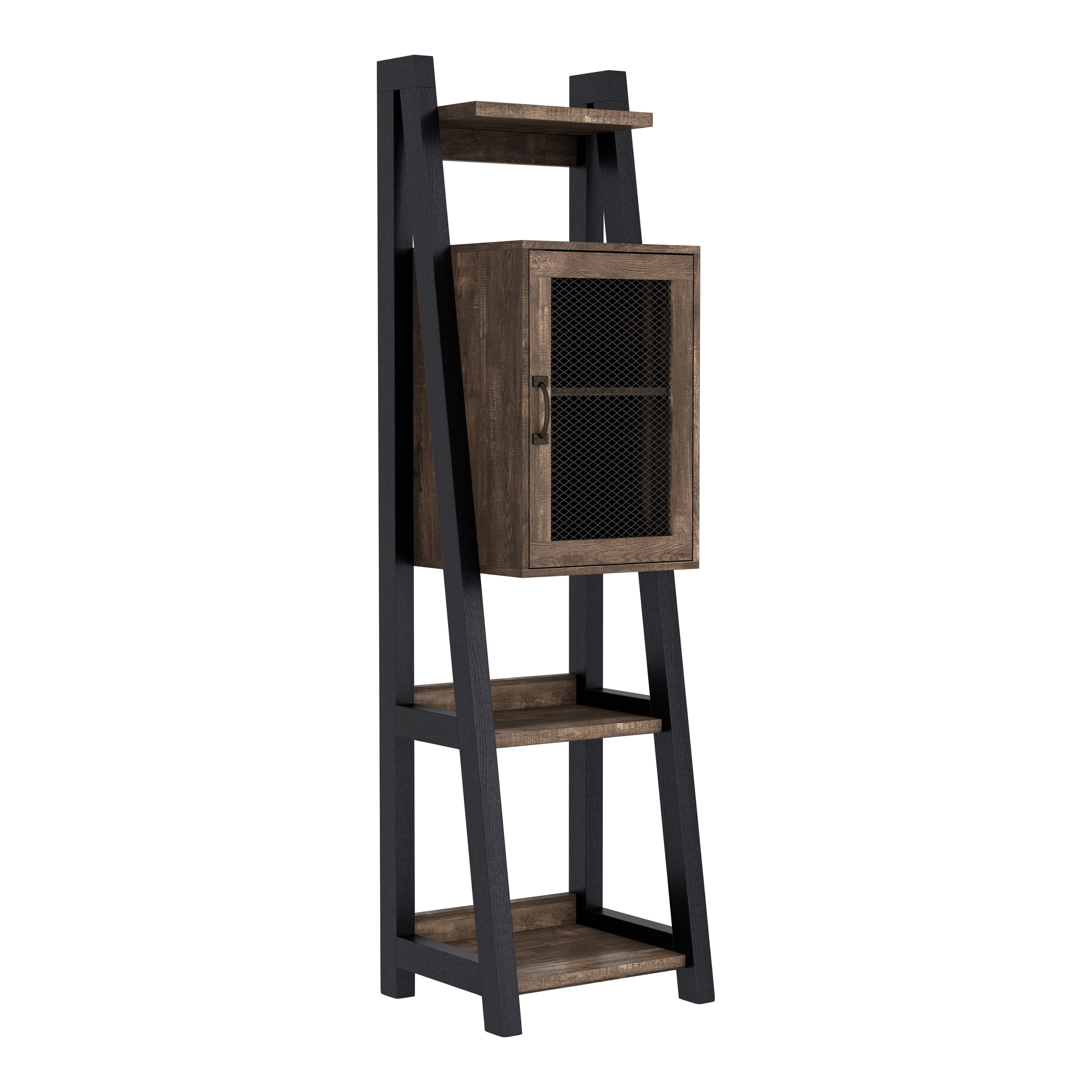 Furniture of America Zala Adjustable Shelf Wood Reclaimed Oak Tower Cabinet