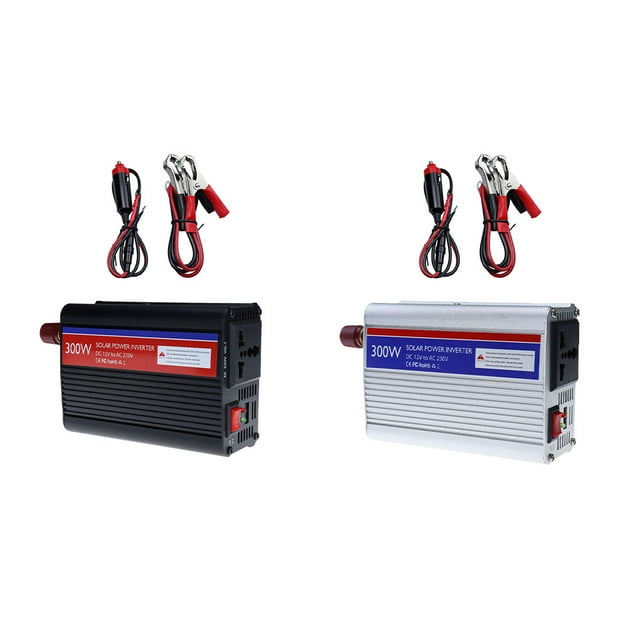 Automotive Converter Portable 300W Sine Wave DC 12V to AC 230V Overload Protection Adapter Camping Travelling Emergency Inverter Silver