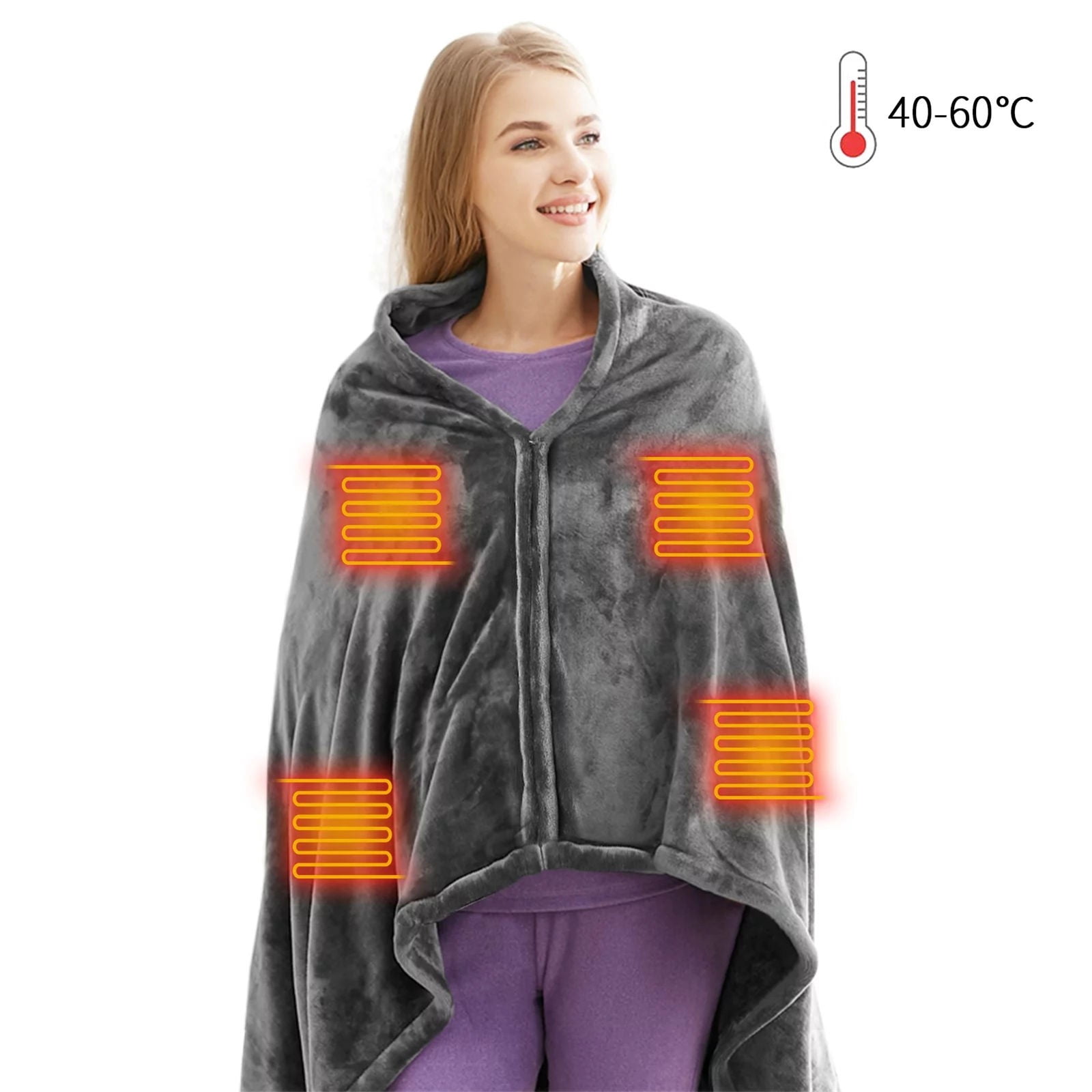 Jierger Electric Blanket Heated Blanket Washable USB Charging Electric Thermal Heating Shawl Insulated Heating Scarf for All Seasons Blankets Plush Throw Blanket for Bedroom Bed Living Room Sofa Couch