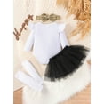 thumbnail image 4 of Suealasg Baby Girls New Year Outfit 4 Piece Infant Newborn Spring Clothes Letter Print Romper and Tulle Skirt Cute Headband Leg Warmer, 4 of 8