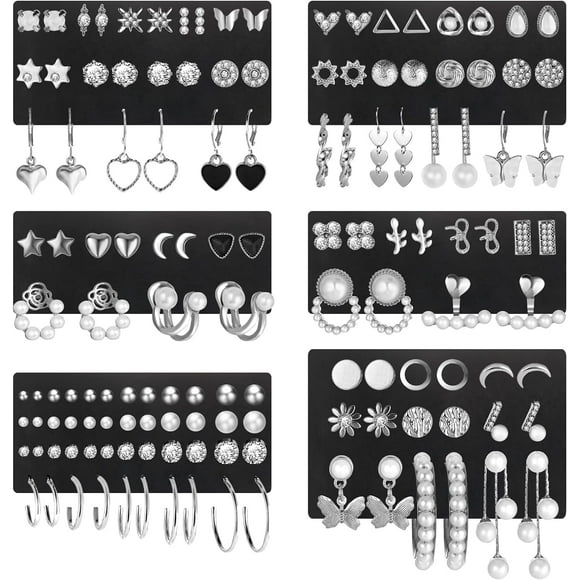 68 Pairs Gold Stud Earrings for Women Multipack, Hypoallergenic Assorted Earring Set Multiple Piercings, Cubic Zirconia Pearl Butterfly Stud Hoop Earring Pack