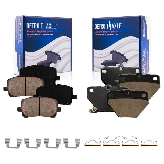 Detroit Axle - 4pc Brake Pads for 2005-2006 Toyota Corolla 2003-2007 Matrix 2003-2006 Pontiac Vibe Ceramic Brake Pads w/ Hardware Front and Rear Replacement