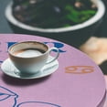 thumbnail image 2 of Ambesonne Zodiac Emoji Fitted Round Tablecloth, Funny Animal The Crab, 36"- 40" Diameter, Pastel Pink Royal Blue, 2 of 4