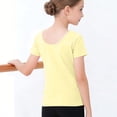 thumbnail image 6 of Liweisiy Girl's Dance Crewneck Shirts Slim Fit Short Sleeve Solid Color Tees Summer Breathable Workout Athletic Sweatshirts Yellow 14 Years, 6 of 7