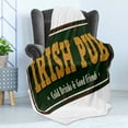 thumbnail image 4 of Irish Pub Soft Flannel Fleece Throw Blanket, Vintage Grunge Bar Sign with Cold Drinks and Friends, Cozy Plush for Indoor and Outdoor Use, 50" x 60", Dark Green Dark Yellow, by Ambesonne, 4 of 5