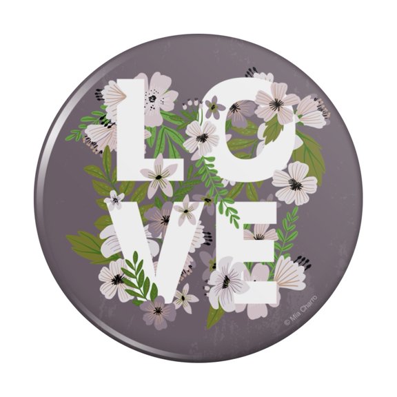 Love Entwined Flowers Wedding Bridal Shower Pinback Button Pin