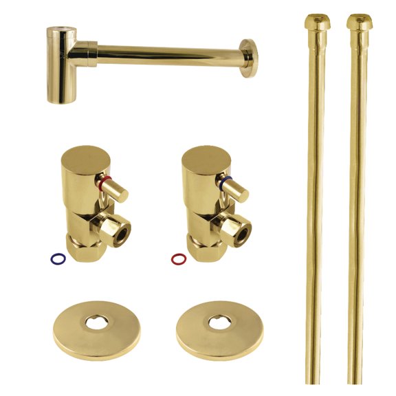 Kingston Brass CD53302DLLKB30 Trimscape Modern Plumbing Sink Trim Kit with Bottle Trap in Polished Brass