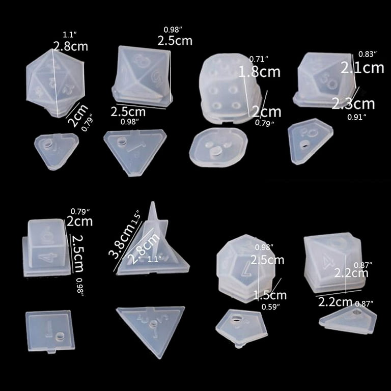 Dice Molds 10 Styles Polyhedral Game Dice Molds Set Silicone Dice Mold 8  Shapes 