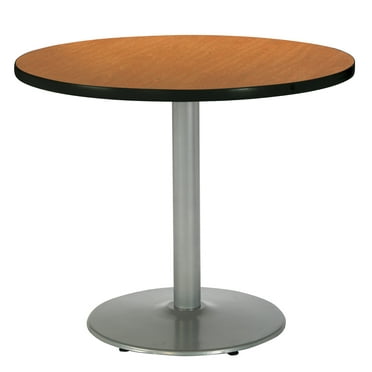 KFI Studios Mode 3.5' x Round' Dining Table, Medium Oak, Silver Base