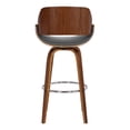 thumbnail image 4 of Mona Contemporary 26" Counter Height Swivel Barstool in Walnut Wood Finish and Grey Faux Leather, 4 of 6