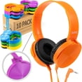thumbnail image 1 of Barks Classroom Headphones (paquete de 10, colores mezclados) - Auriculares supraaurales premium para estudiantes a granel: perfectos para niños K-12, escuelas y conjuntos de clases (coloridos, durade, 1 of 5