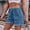 Blue, variant on Mid Denim Shorts Cut-Off Elastic Waist Fringe Knot Front Vacation For Drawstring Regular Fit Walking Beach Black