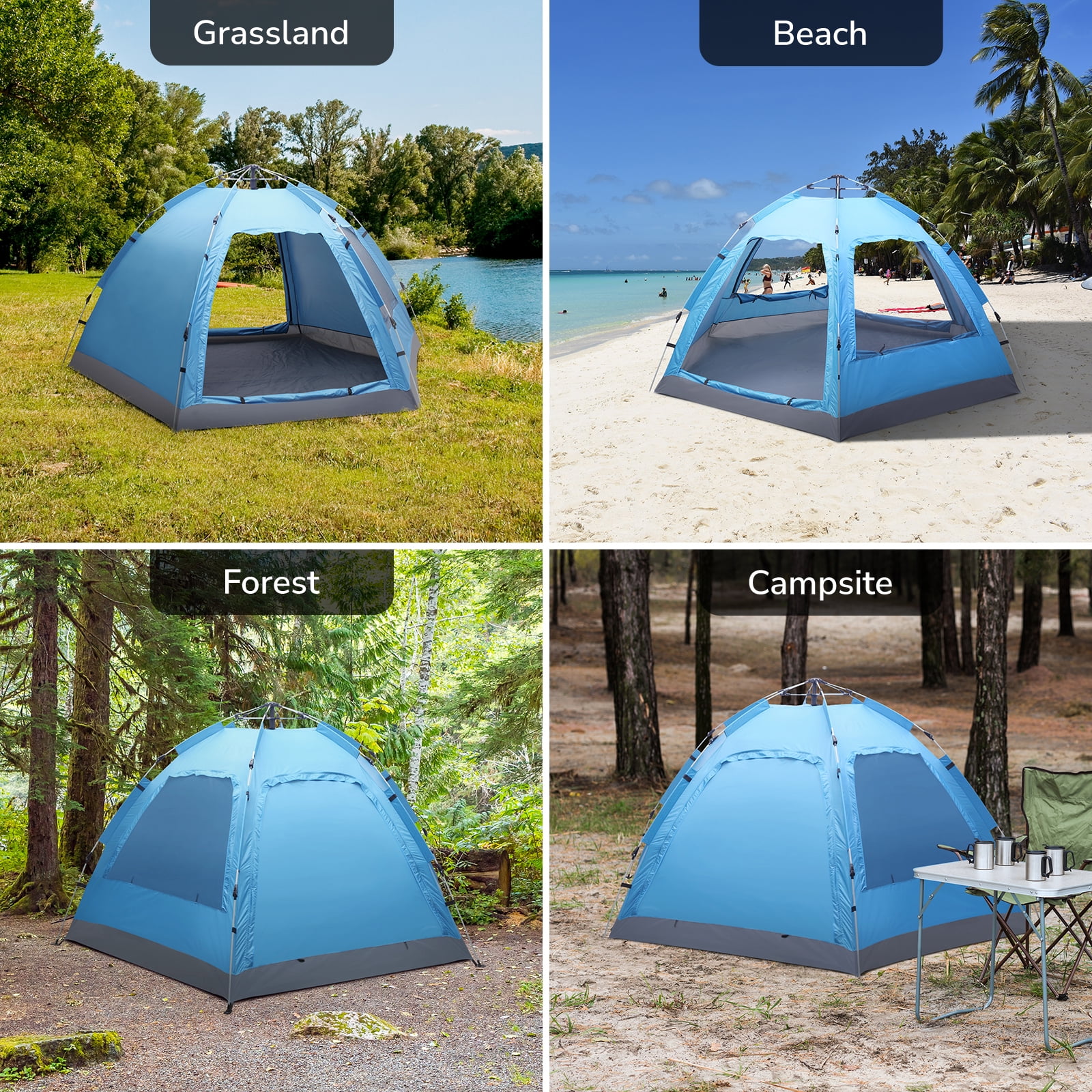 UBesGoo Automatic Tent Outdoor Easy Set Up Waterproof Camping Tent for 3-4  Person