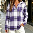 thumbnail image 6 of Hoodie for Women Long Sleeve Plaid Fall Winter Casual Sweatshirt Mid Length Drawstring Detail Relaxed Fit Stylish Everyday Sweatshirts, 6 of 9