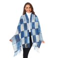 thumbnail image 3 of FORMRS Womens Scarf Winter Soft Long Big Warm Shawls Wrap Tassel Scarves, Blue and Gray Plaid Pattern, 3 of 9