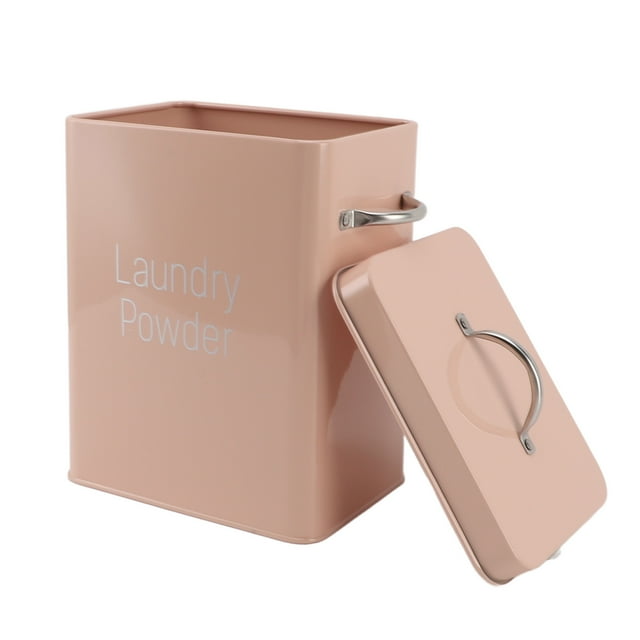 Boîte de Rangement en Métal Grande Capacité Conteneur de Poudre à Lessive en Métal avec Poignées et Cuillère en Acier Inoxydable Usage Polyvalent