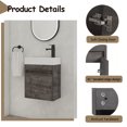 thumbnail image 3 of Noble House 18" Floating Bathroom Vanity, Eco Plywood Cabinet, Resin Sink, Soft-Close Door, Wall-Mounted, Plaid Grey Oak, 3 of 17