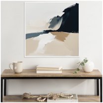 Kate and Laurel Sylvie Coastal Modern Abstract Landscape II Framed Canvas Wall Art by The Creative Bunch Studio 30 x 30 White, Modern Contemporary, Abstract, Nature Art for Wall Decor, Living Room