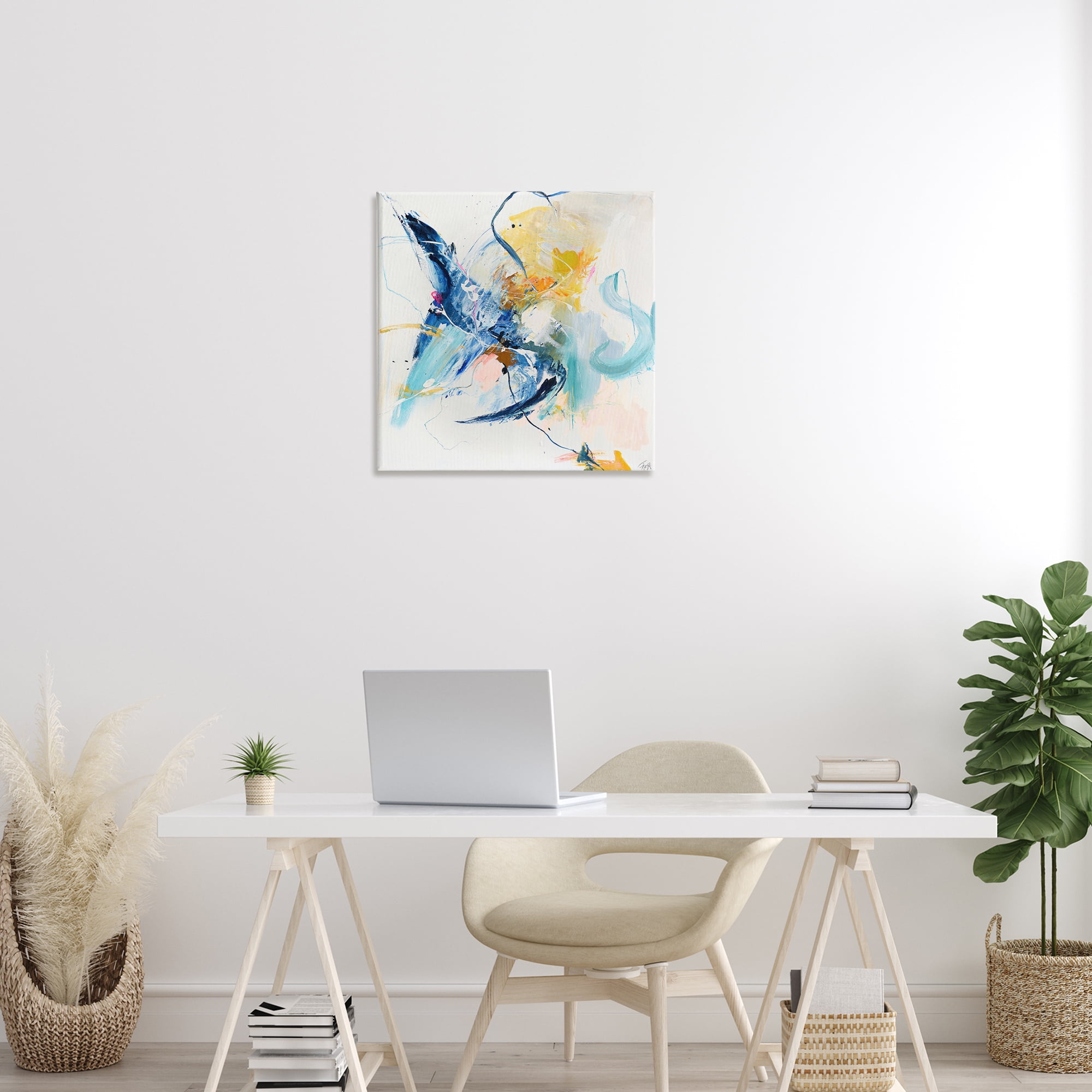 Confident Blue Abstraction Canvas Wall Art, design by Design Fabrikken