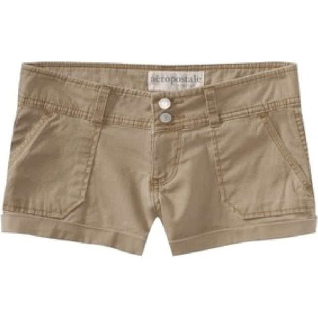 Aeropostale Womens Khaki Casual Chino Shorts, Beige, 1/2