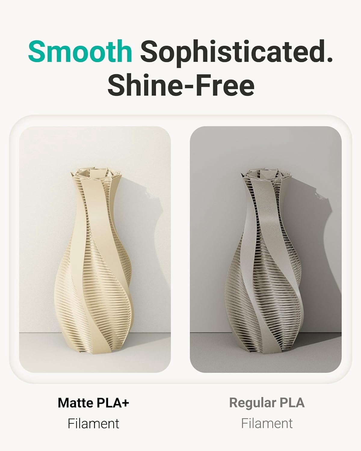 Matte PLA Plus Filament 1.75mm, Made with USA Material, 1KG (2.2lbs) 3D Printer Filament, Dimensional Accuracy +/- 0.02 mm, Surface Texture, Beige