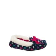 DF by Dearfoams Girls' Sweater Knit Moc Slippers