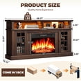 thumbnail image 4 of SESSLIFE Fireplace TV Stand for TVs up to 65", 58" Farmhouse Entertainment Center with 23" Electric Fireplace, LED Lights, Glass Door Storage Cabinets, Brown, 4 of 10