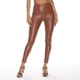thumbnail image 5 of Women's Stretchy Faux Leather Leggings High Waisted Pleather Pants Sexy PU Butt Lifting Leather Tights Brown L, 5 of 5