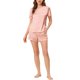thumbnail image 1 of Conjunto de pijama de satén para mujer INSPIRE CHIC, camiseta de manga corta y pantalones cortos con bolsillos, color rosa, 1 of 5