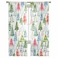 thumbnail image 2 of Christmas Sheer Curtains 63 Inches Long, Cartoon Xmas Tree Winter Abstract Light Filtering Window Curtains for Living Room/Bedroom, Rod Pocket Voile Sheer Curtain Drapes, 52"W x 63"L, 2 Panels, 2 of 9