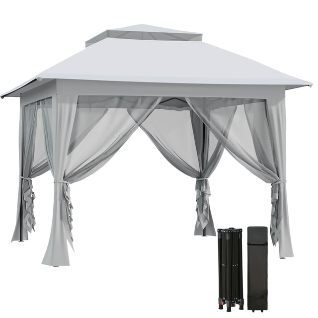 Outsunny 12' x 12' Pop-up Tent Gazebo Instant Canopy, Light Grey
