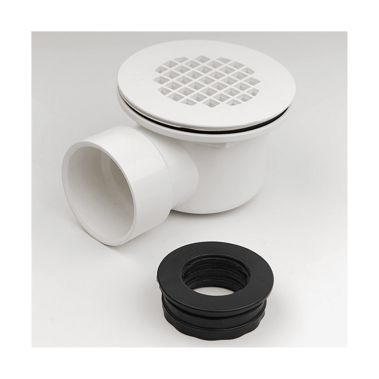 Low Profile Shower Base Drain with Perforated Strainer Side Outlet