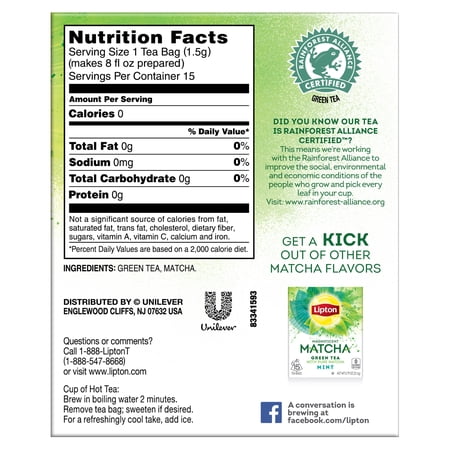  lipton green tea nutrition facts