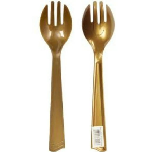Disposable Gold Plastic 10" Serving Forks - 2CT