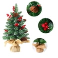 thumbnail image 2 of 24 Inches Christmas Trees Battery Operated Artificial Prelit Tabletop Christmas Tree with Warm Lamp String Light Berries Pine Cone Ornaments for Dining Table Desk Home Holiday Decorations, 2 of 6