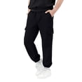 thumbnail image 2 of Riecok Cargo Pants for Boys Elastic Waist Casual Jogging Trousers Bottom with Pockets Solid Color Pull on Pants Black 9 Years, 2 of 7