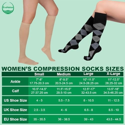 EvoNation Women’s Knee High 8-15 mmHg Sheer Graduated Compression Socks – Mild Pressure Compression Garment