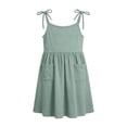 thumbnail image 5 of Babcutegg Cute Solid Color Sleeveless Casual Dress With Functional Pocket And Tiered Ruffle Skirt For Girls Green Size 7, 5 of 9