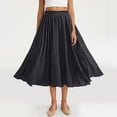 thumbnail image 1 of TaTaai Women Summer Solid Elastic Waist Skirt Casual Loose Fit Skirt Ladies Holiday Gathering Vacation Wear Lightweight Breathable No Fading Soft Elegant Skirt Gift, 1 of 9